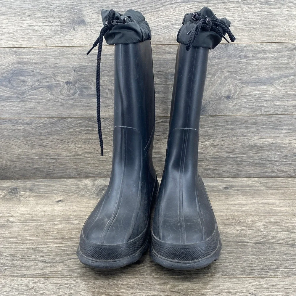 LaCrosse Rubber Rain Snow Boots Mens 8 Black Waterproof Drawstring Made in USA